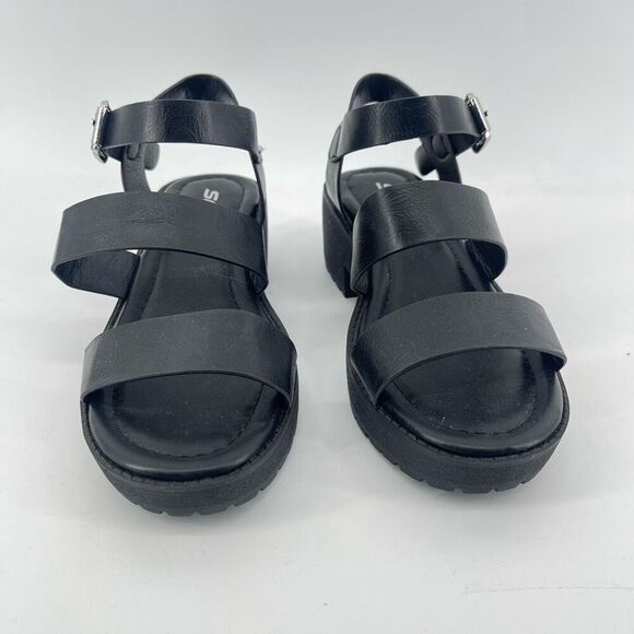 SODA Account Girls Black Platform Sandals Size 3 Y2K Chunky Heel Open Toe Shoes - Picture 5 of 13